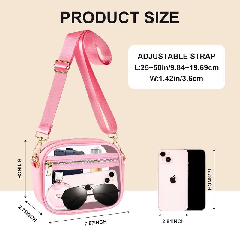 Fibrdoo Clear Bag Stadium Approved, Leather Clear Crossbody Purse Bag for Concerts Sports Events Festivals - Image 2